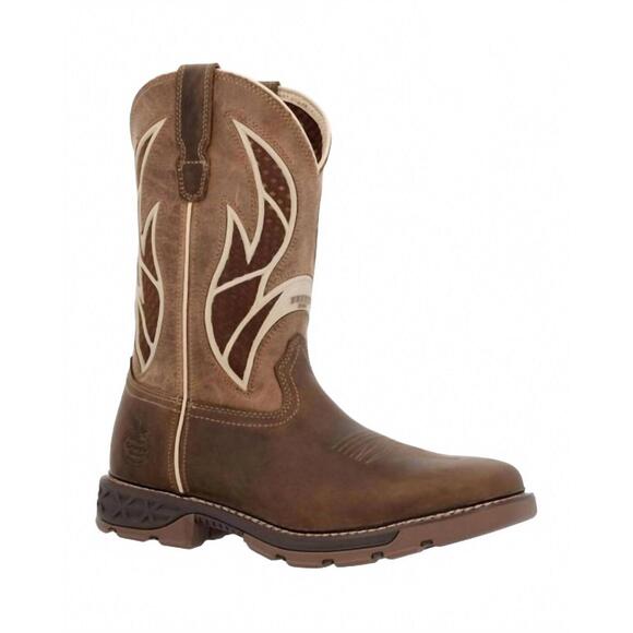 NEW GEORGIA BOOT men's carbo-tec flx alloy toe pull-on work boot - wide in brown